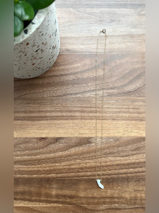 Jewelry - California State Pendant Necklace Opal Gold Chain Dainty Delicate NWOT